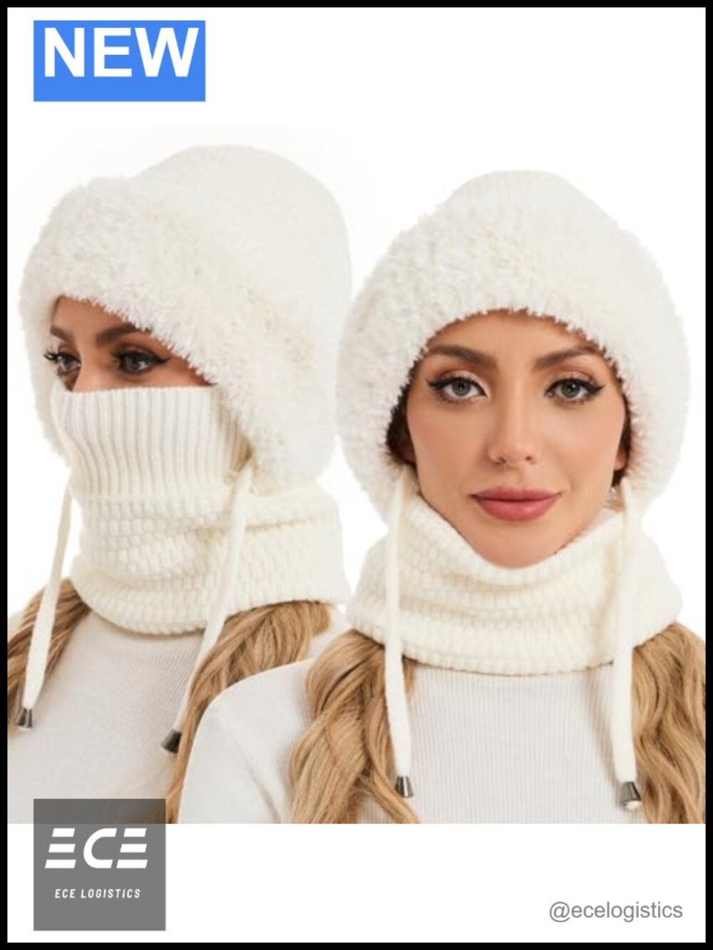 3-in-1 Beanie Hat with Fleece Lined Scarf and Ski Mask Set
